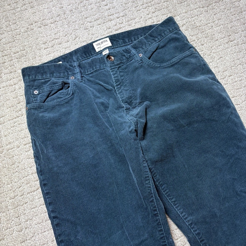 Todd Snyder Pants Mens 32x30 Blue Corduroy Slim Straight Cords Stretch Italy